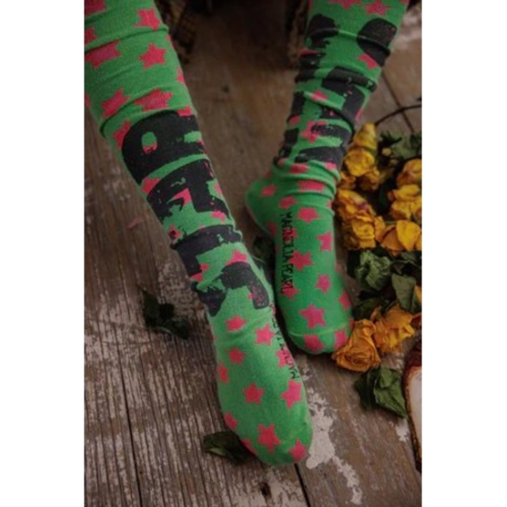 Magnolia Pearl STAR Green Pink Stars OTK Knit Knee High Socks NWT‎